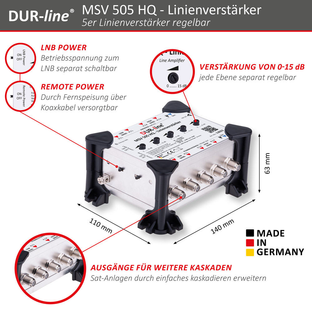 DUR-line MSV 505 HQ - Linienverstärker – Abmessungen DUR-line MSV 505 HQ - Linienverstärker – Abmessungen