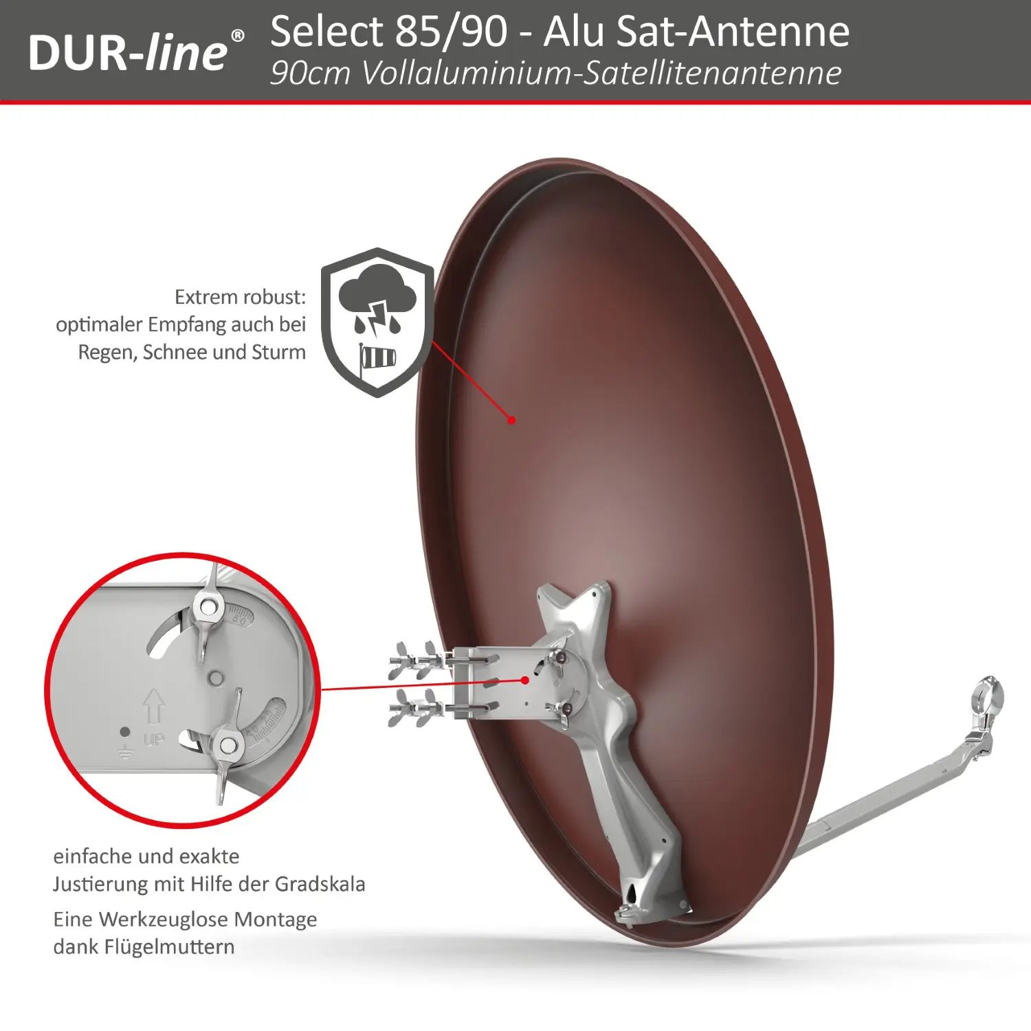 DUR-line Select 85/90 Rot - Alu Sat-Reflektor