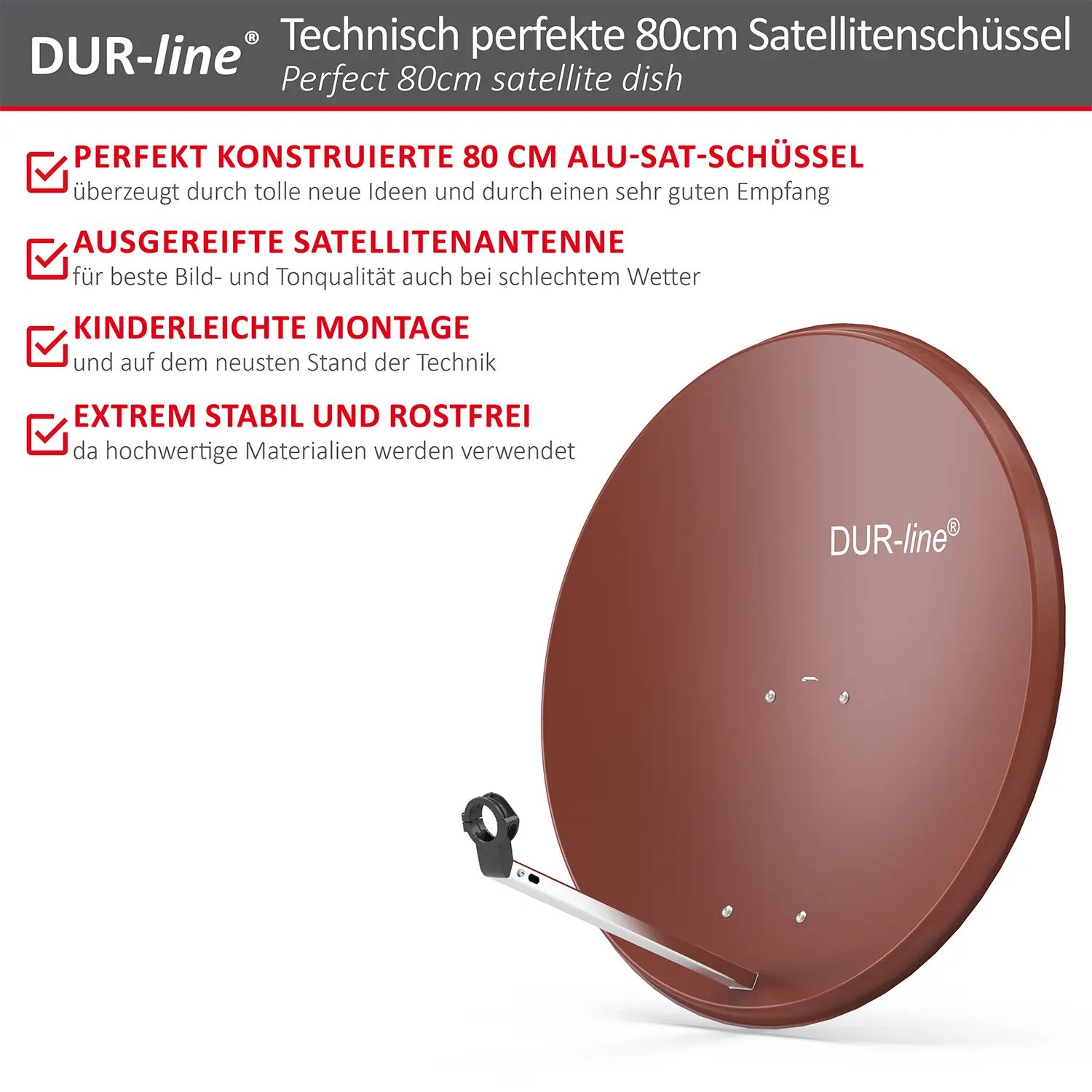 DUR-line MDA 80 Rot - Alu Sat-Reflektor