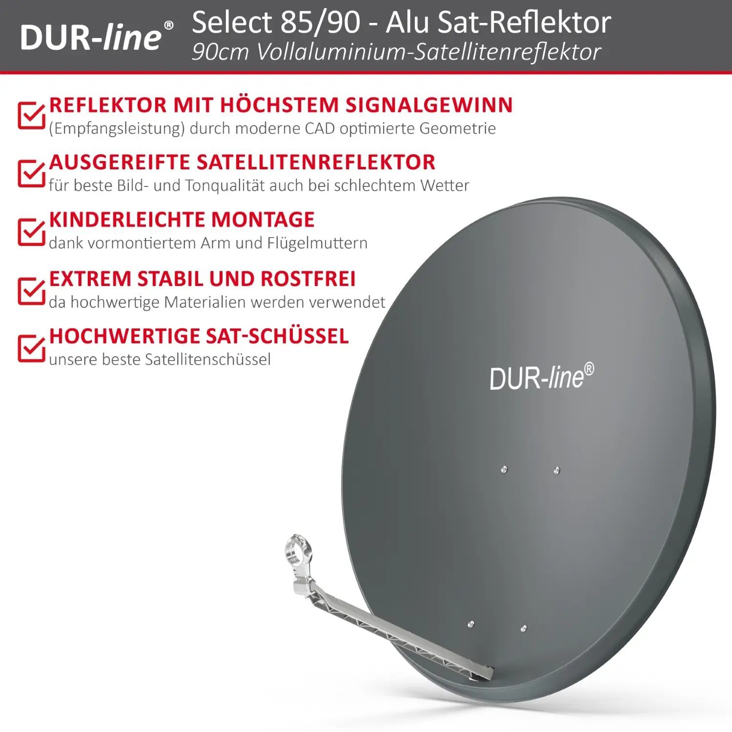 DUR-line Select 85/90 Anthrazit - Alu Sat-Reflektor