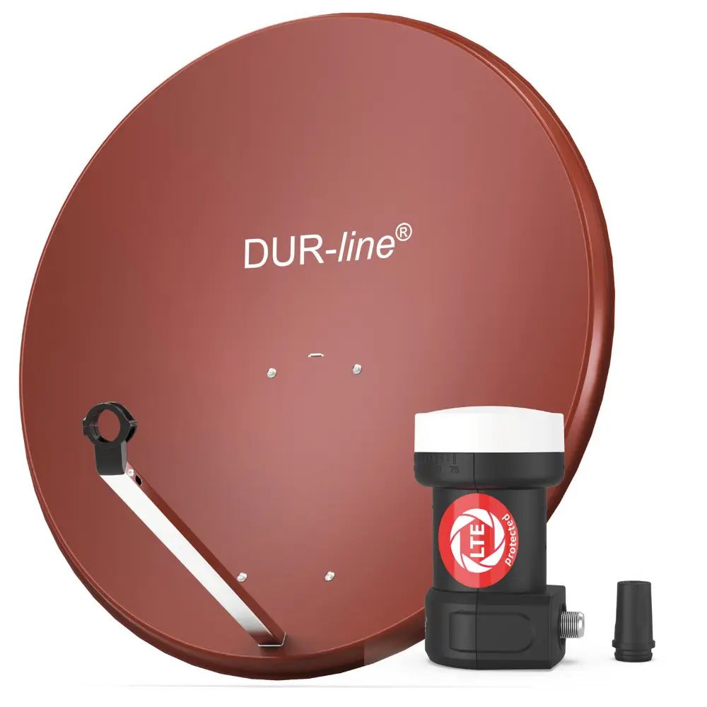 DUR-line MDA 90 Rot - Digiatale 1 Teilnehmer Satellitenschüssel Komplett-Anlage mit +Ultra Single - LNB 