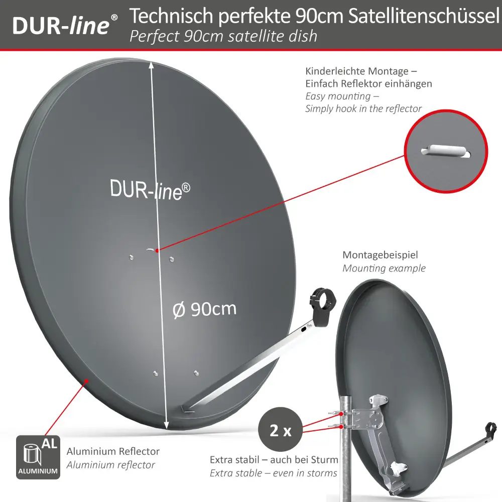 DUR-line MDA 90 Anthrazit - Alu Sat-Reflektor
