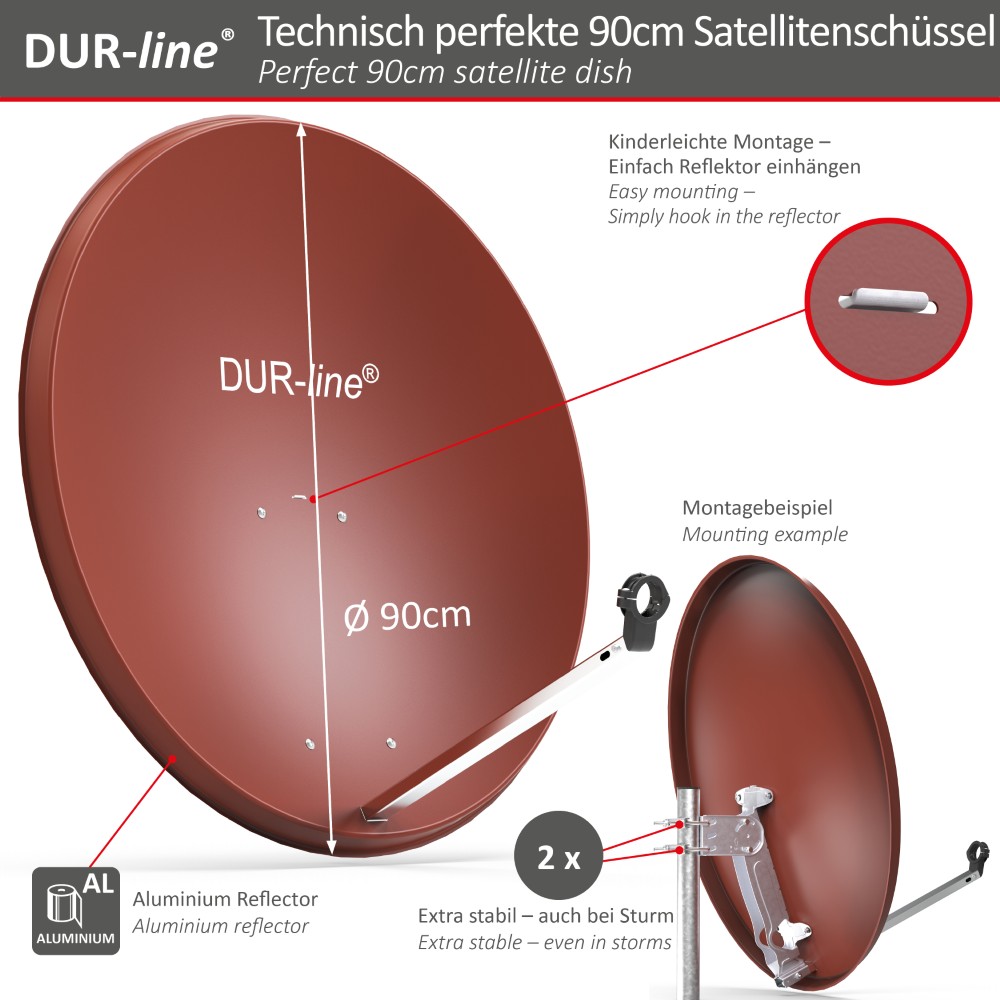 DUR-line MDA 90 Rot - Alu Sat-Reflektor DUR-line MDA 90 Rot - Alu Sat-Reflektor