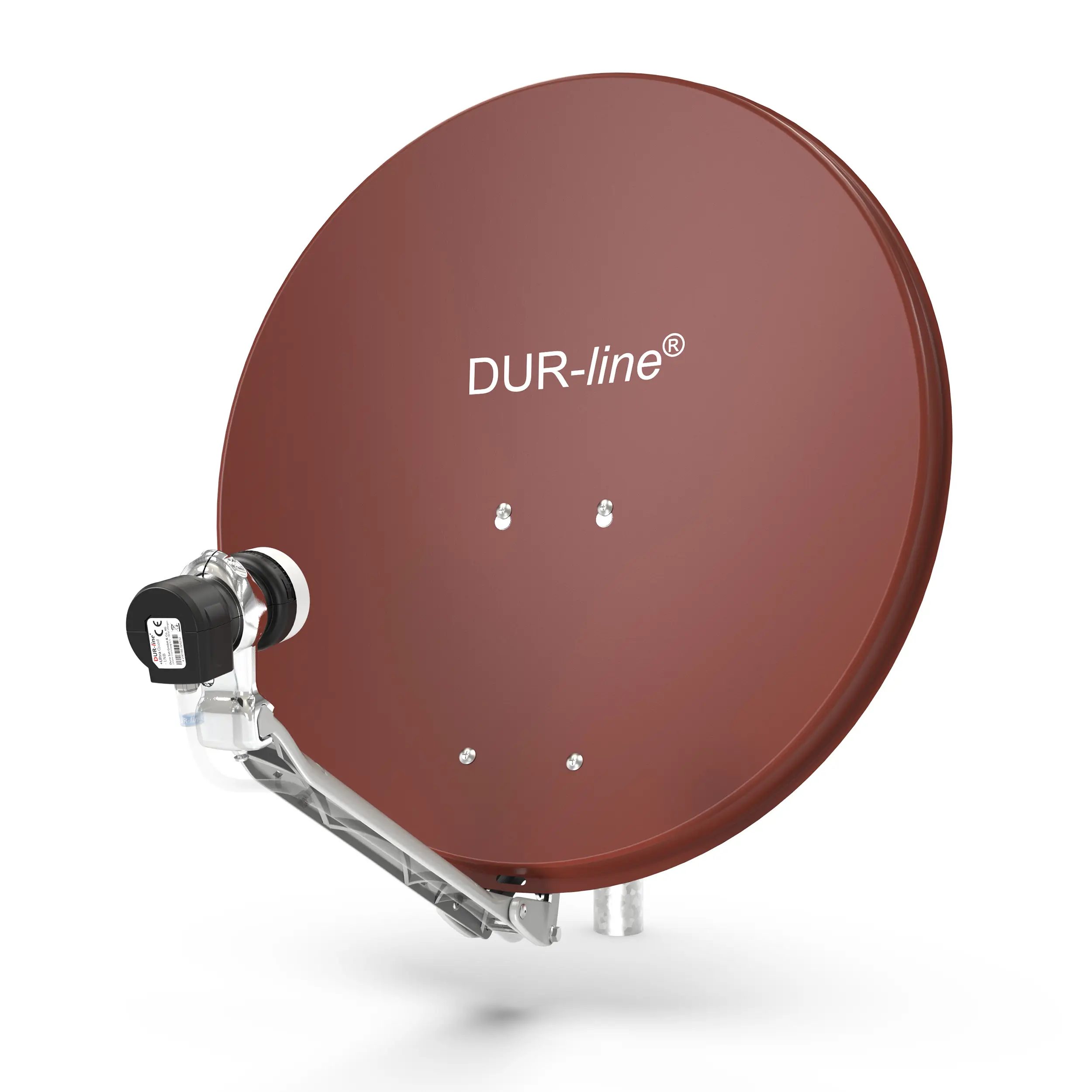 DUR-line Select 1 Teilnehmer Set - Qualitäts-Alu-Satelliten-Komplettanlage - Select 60cm/65cm Spiegel/Schüssel Rot + Single LNB - für 1 Receiver/TV