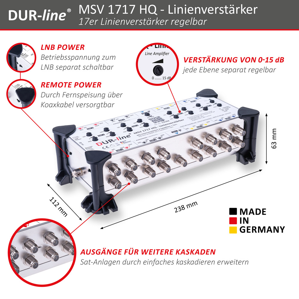 DUR-line MSV 1717 HQ - Linienverstärker – Abmessungen DUR-line MSV 1717 HQ - Linienverstärker – Abmessungen