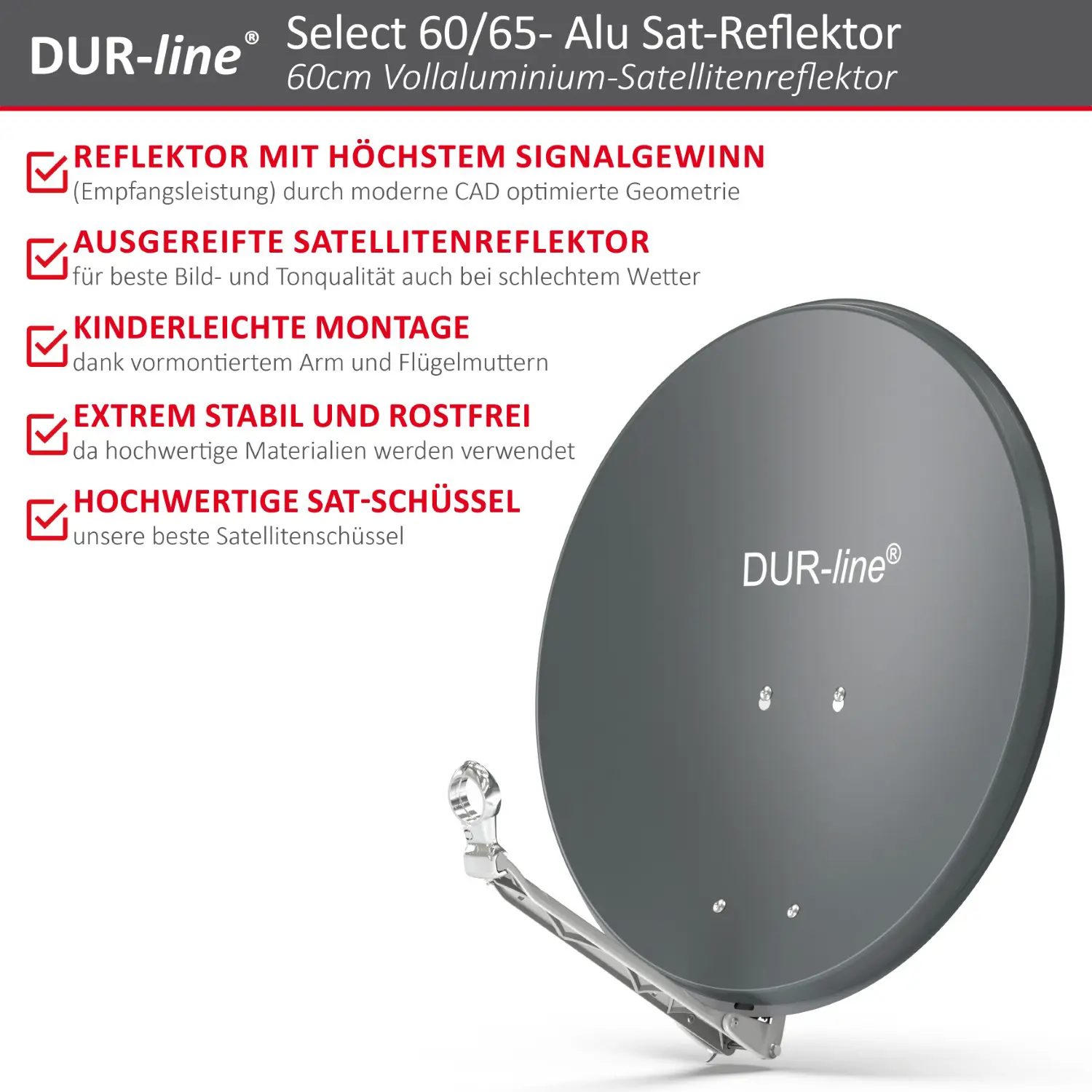 DUR-line Select 60/65 Anthrazit - Alu Sat-Reflektor