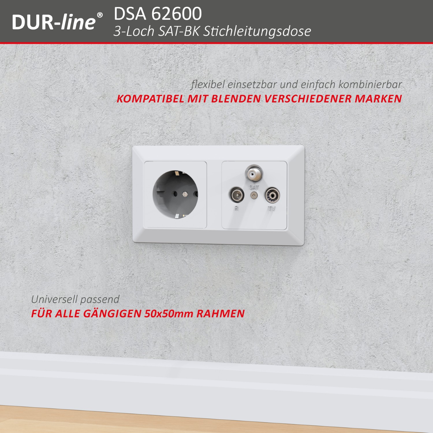 DUR-line DSA 62600 - Sat-Stichleitungsdose – Abmessungen