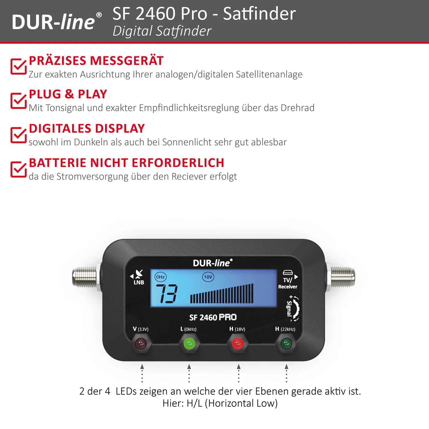 DUR-line SF 2460 Pro Satfinder – Highlights und Ausstattung im Überblick DUR-line SF 2460 Pro - Satfinder