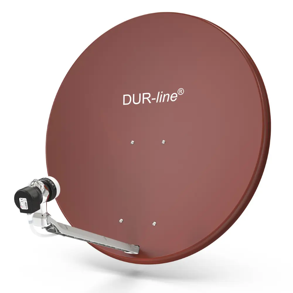 DUR-line Select 1 Teilnehmer Set - Qualitäts-Alu-Satelliten-Komplettanlage - Select 85cm/90cm Spiegel/Schüssel Rot + Single LNB - für 1 Receiver/TV 