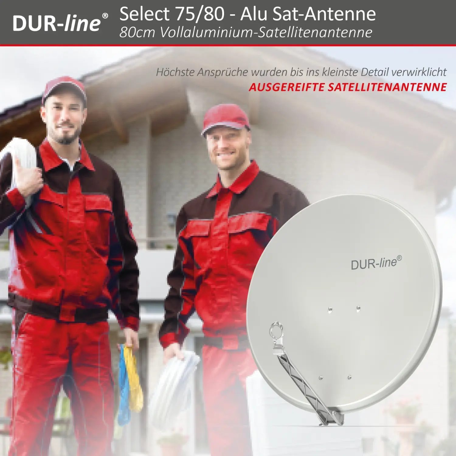 DUR-line Select 75/80 Hellgrau - Alu Sat-Reflektor