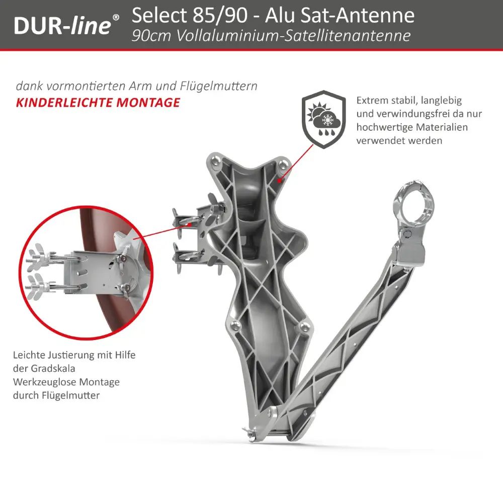 DUR-line Select 85/90 Rot - Sat-Komplettanlage mit Octo LNB