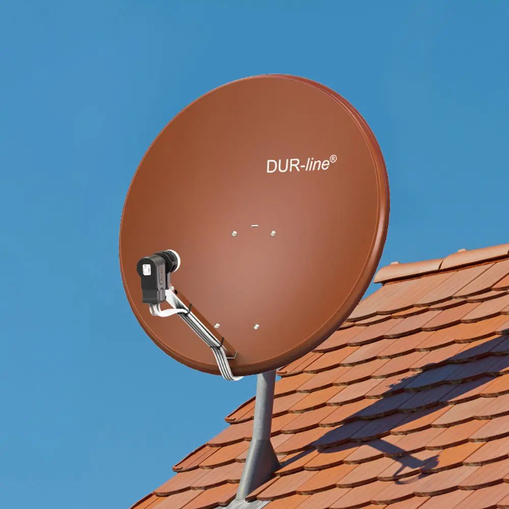 DUR-line MDA 90 Rot - Digiatale 1 Teilnehmer Satellitenschüssel Komplett-Anlage mit +Ultra Single - LNB 