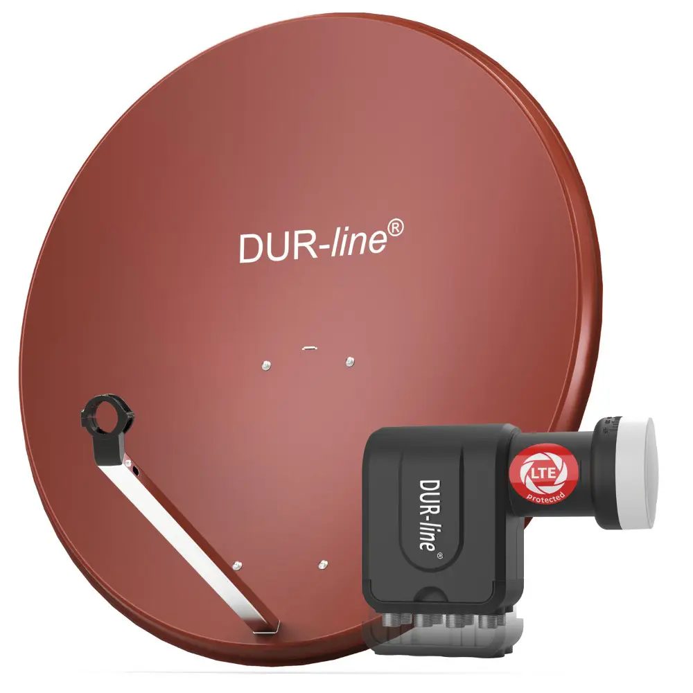 DUR-line MDA 90 Rot - Digiatale 8 Teilnehmer Satellitenschüssel Komplett-Anlage mit +Ultra Octo - LNB 