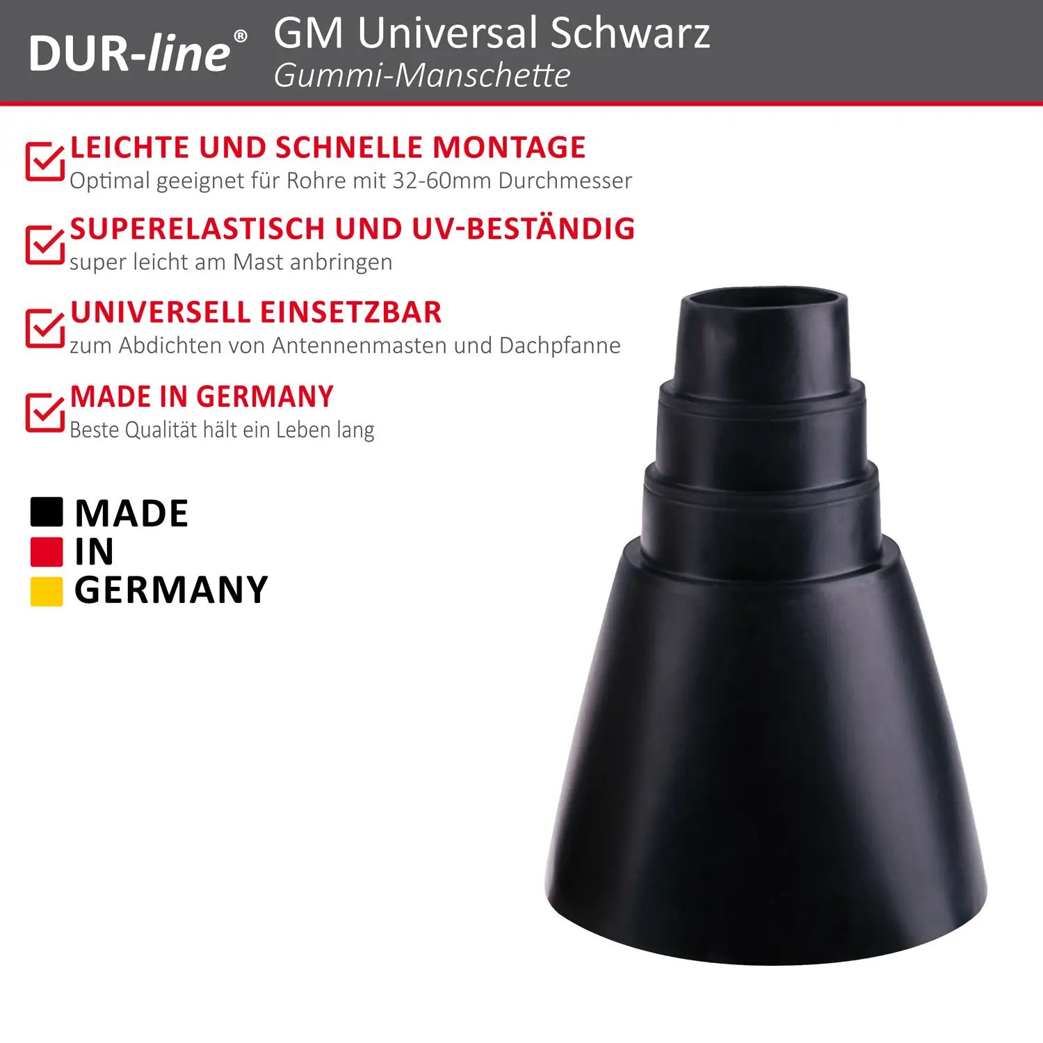 DUR-line GM Universal Schwarz - Gummi-Manschette