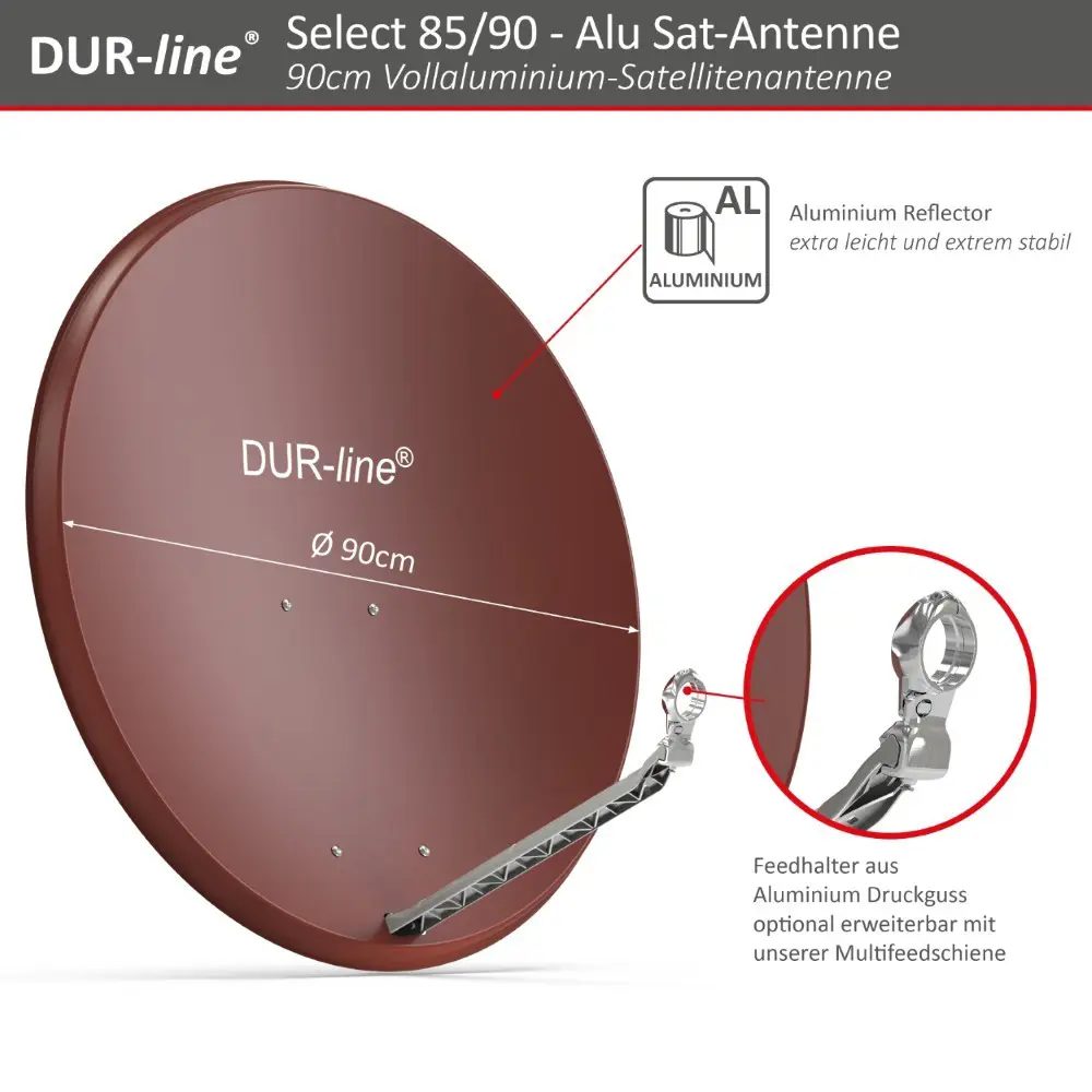 DUR-line Select 85/90 Rot - Sat-Komplettanlage mit Quad LNB DUR-line Select 85/90 Rot - Sat-Komplettanlage mit Quad LNB
