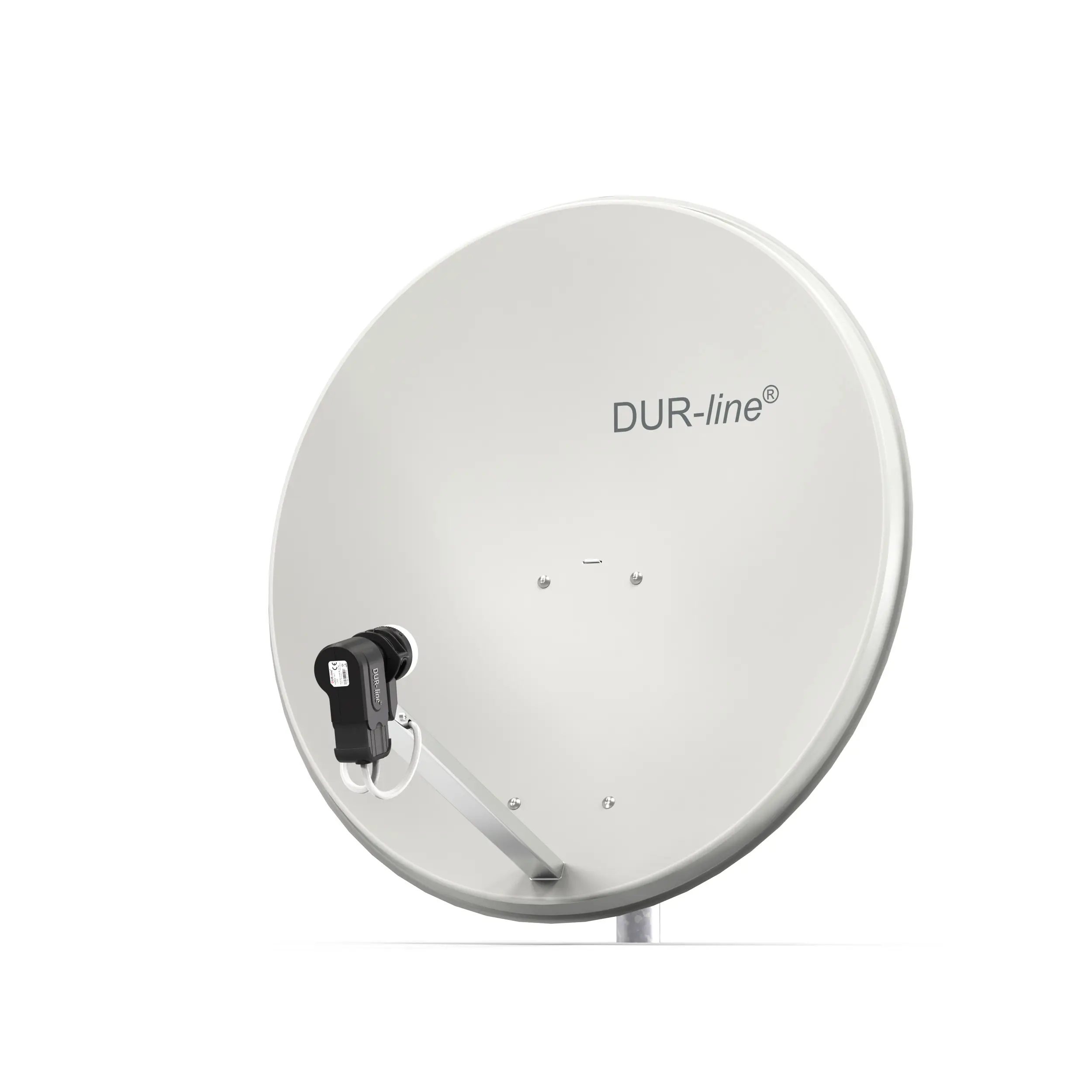 DUR-line MDA 80 Hellgrau - Digiatale 2 Teilnehmer Satellitenschüssel Komplett-Anlage mit +Ultra Twin - LNB 