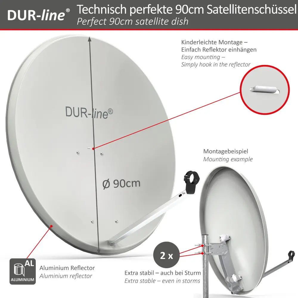 DUR-line MDA 90 Hellgrau - Alu Sat-Reflektor DUR-line MDA 90 Hellgrau - Alu Sat-Reflektor