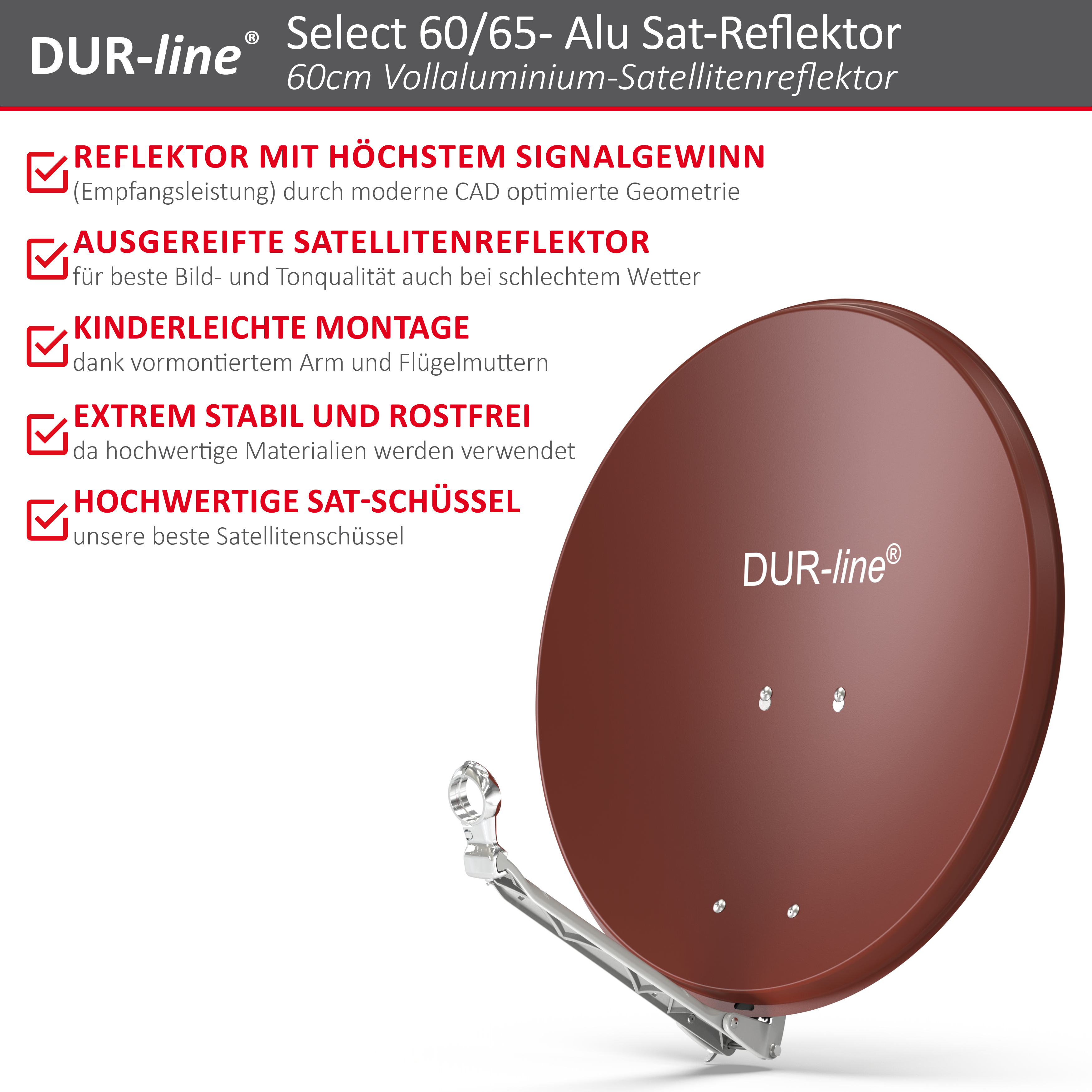 DUR-line Select 60/65 Rot - Alu Sat-Reflektor DUR-line Select 60/65 Rot - Alu Sat-Reflektor
