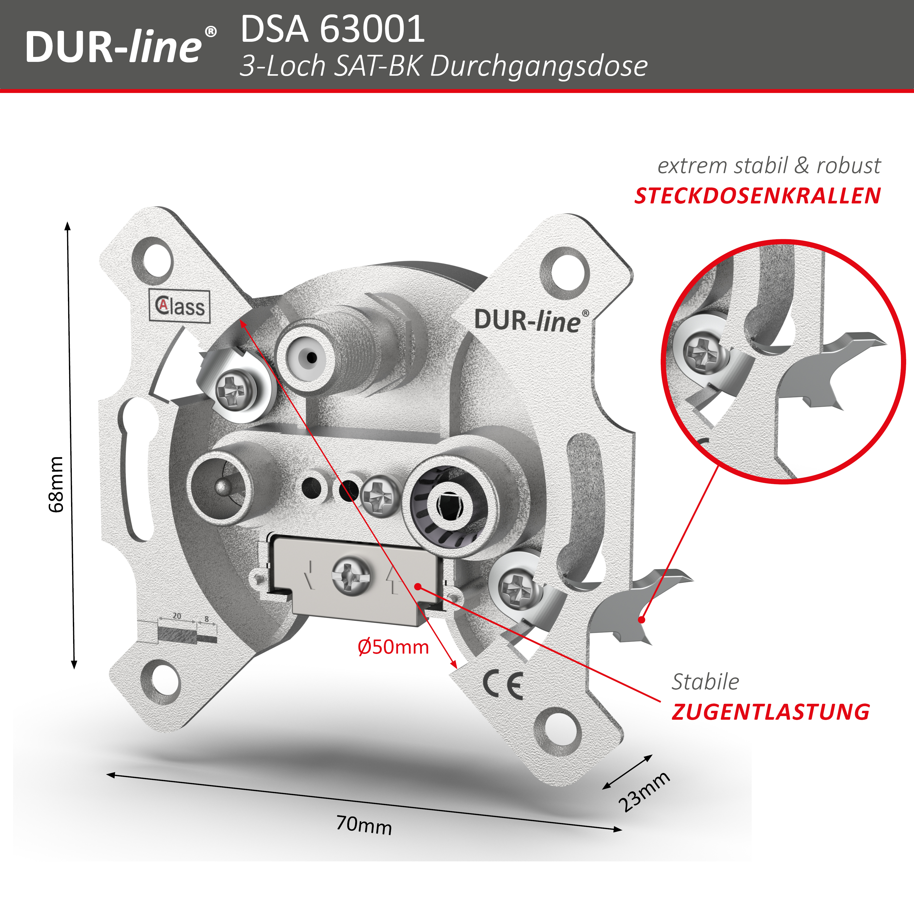 DUR-line DSA 63001 - Sat-Durchgangsdose – Produktansicht