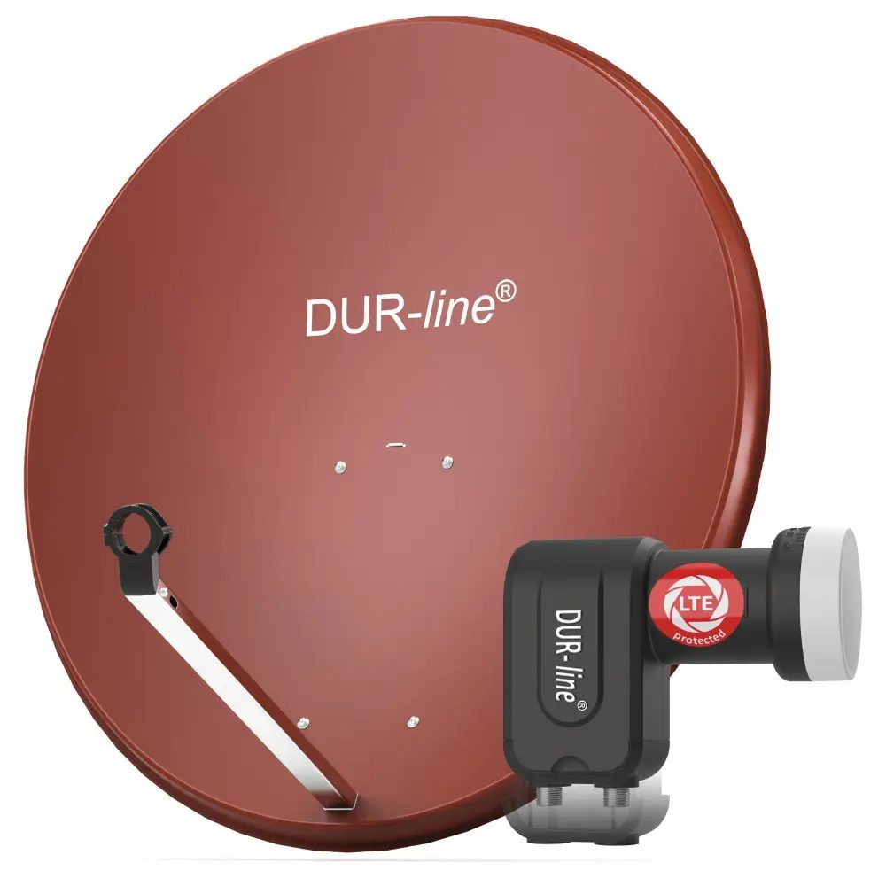DUR-line MDA 90 Rot - Digitale 2 Teilnehmer Satellitenschüssel Komplett-Anlage mit +Ultra Twin - LNB