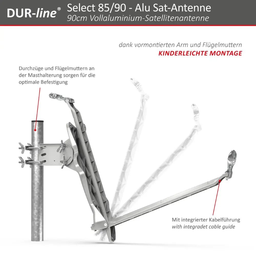 DUR-line Select 85/90 Anthrazit - Sat-Komplettanlage mit Octo LNB