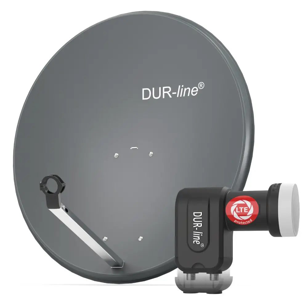 DUR-line MDA 80 Anthrazit- Digiatale 2 Teilnehmer Satellitenschüssel Komplett-Anlage mit +Ultra Twin - LNB DUR-line MDA 80 Anthrazit- Digiatale 2 Teilnehmer Satellitenschüssel Komplett-Anlage mit +Ultra Twin - LNB
