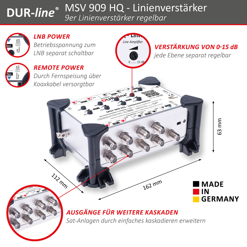 DUR-line MSV 909 HQ - Linienverstärker – Abmessungen