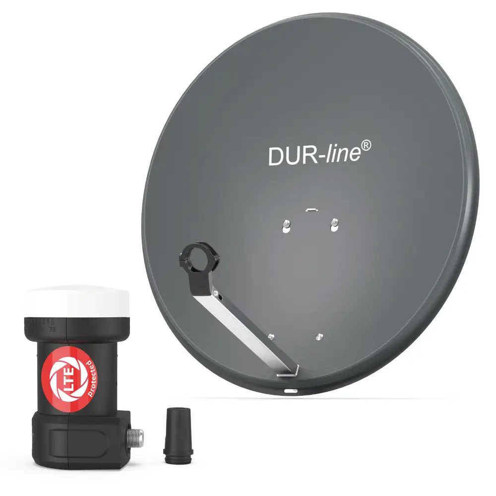 DUR-line MDA 60 Anthrazit - Digitale 1 Teilnehmer Satellitenschüssel Komplett-Anlage mit +Ultra Single - LNB 