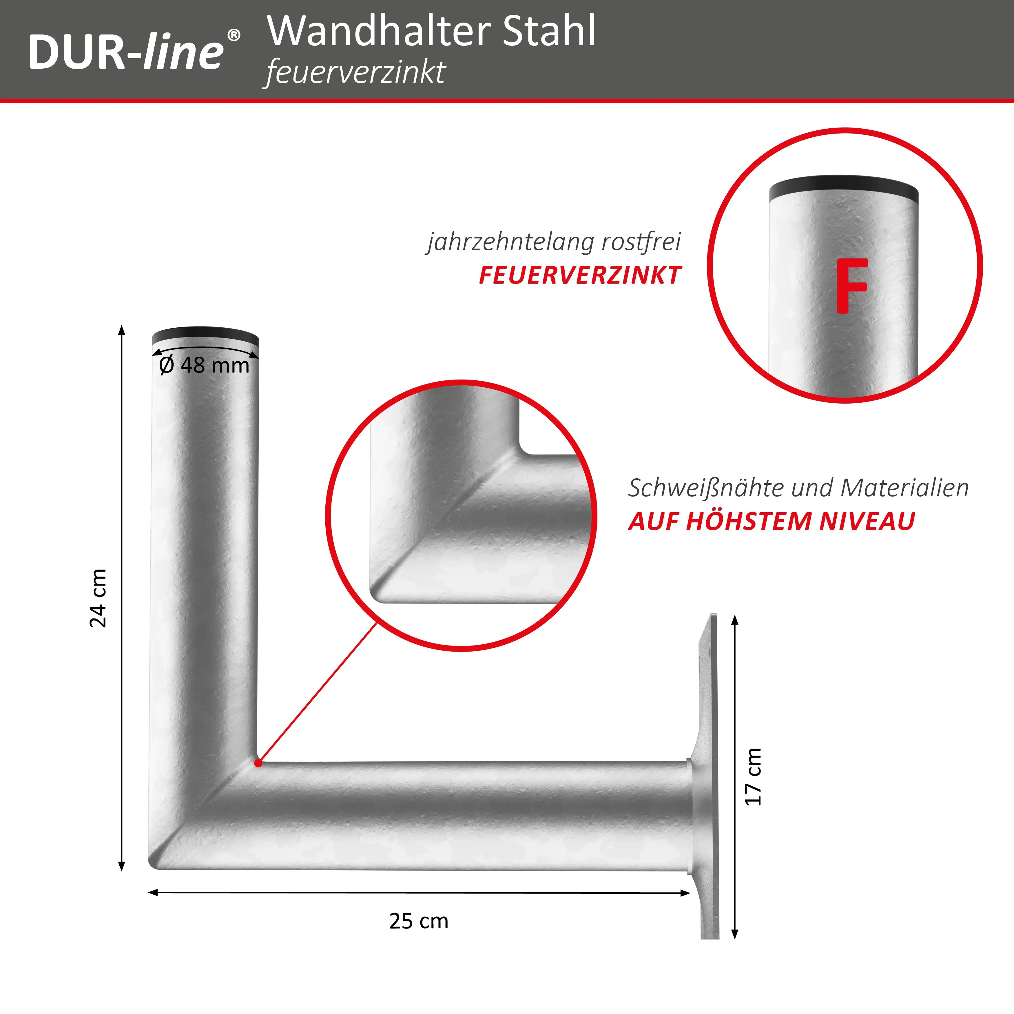 DUR-line WHSF 25 - Stahl Wandhalter