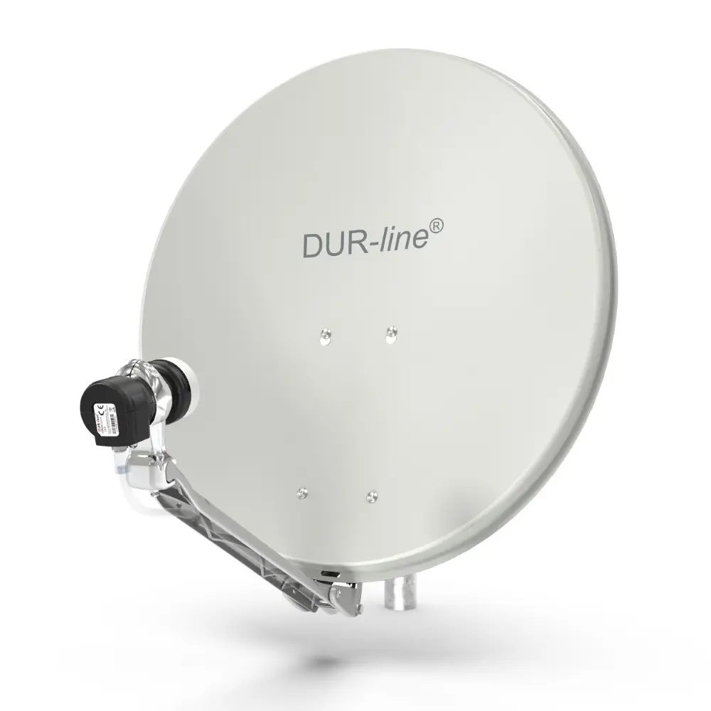 DUR-line Select 1 Teilnehmer Set - Qualitäts-Alu-Satelliten-Komplettanlage - Select 60cm/65cm Spiegel/Schüssel Hellgrau + Single LNB - für 1 Receiver/TV DUR-line Select 1 Teilnehmer Set - Qualitäts-Alu-Satelliten-Komplettanlage - Select 60cm/65cm Spiegel/Schüssel Hellgrau + Single LNB - für 1 Receiver/TV