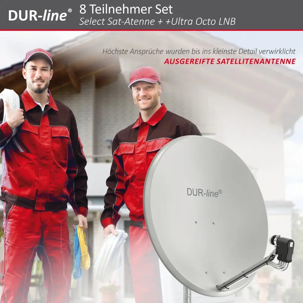 DUR-line Select 85/90 Hellgrau - Sat-Komplettanlage mit Octo LNB