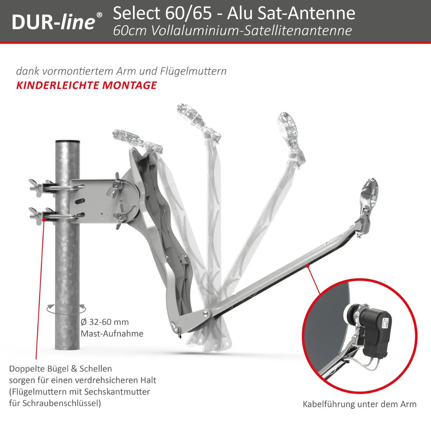 DUR-line Select 60/65 Anthrazit - Alu Sat-Reflektor