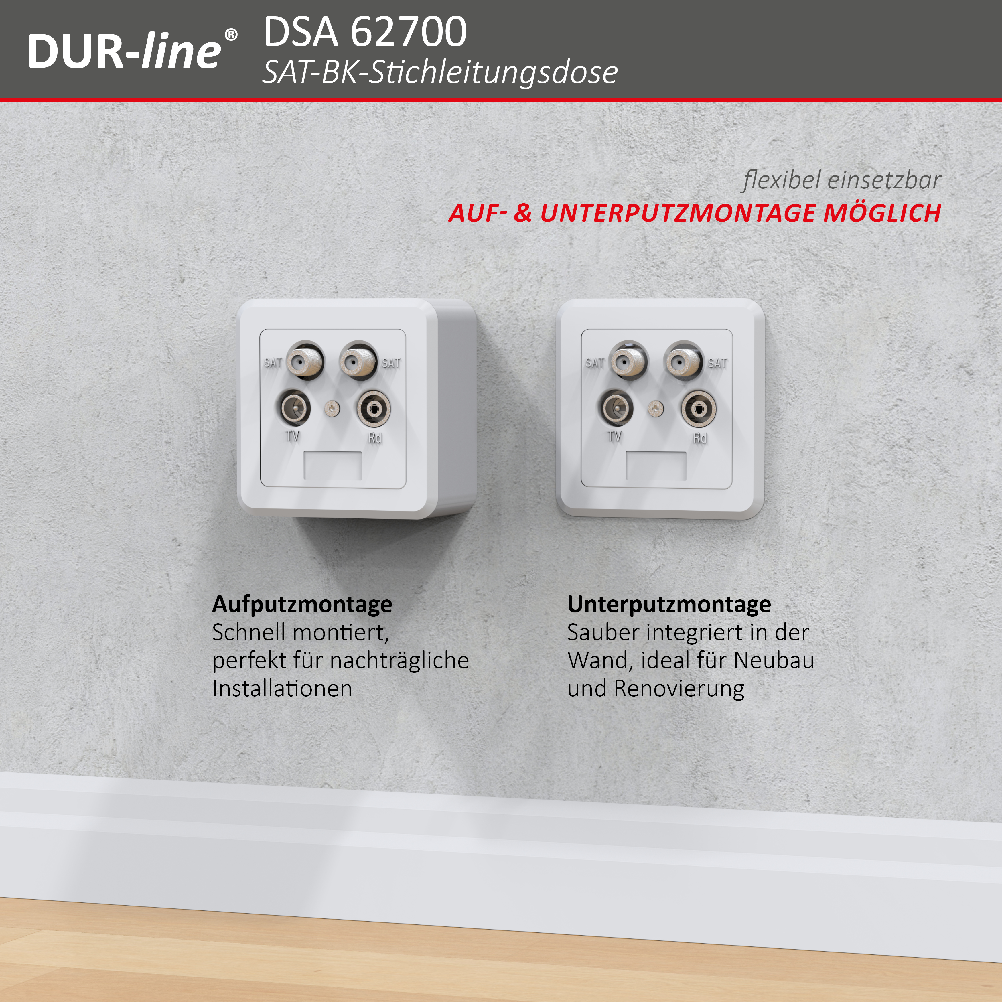 DUR-line DSA 62700 - Sat-Stichleitungsdose – Abmessungen DUR-line DSA 62700 - Sat-Stichleitungsdose – Abmessungen