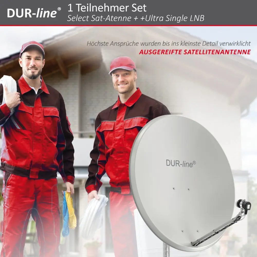 DUR-line Select 85/90 Hellgrau - Sat-Komplettanlage mit Single LNB