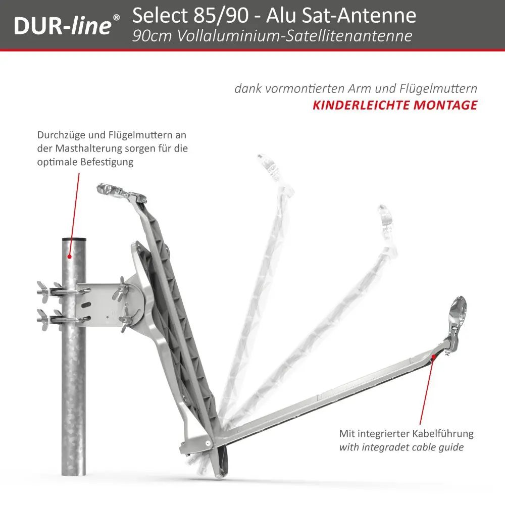DUR-line Select 85/90 Hellgrau - Sat-Komplettanlage mit Octo LNB