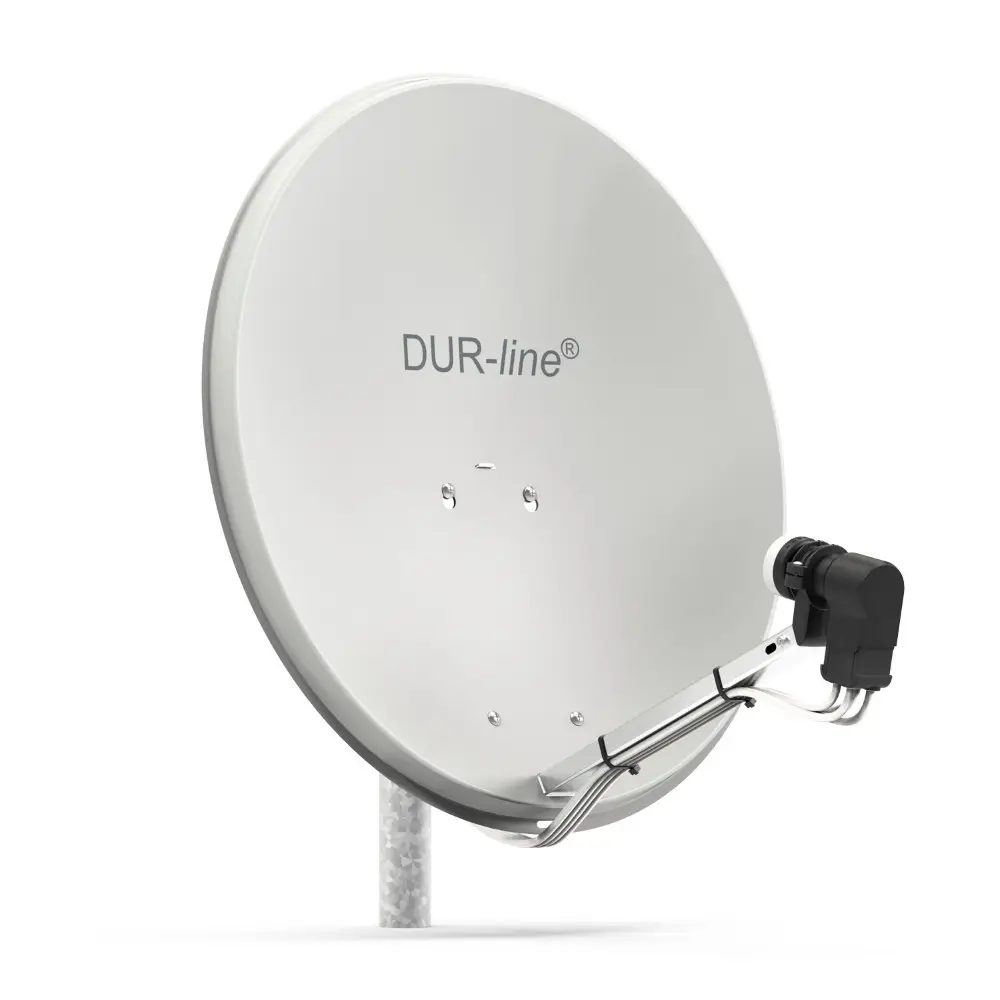 DUR-line MDA 80 Hellgrau - Digiatale 4 Teilnehmer Satellitenschüssel Komplett-Anlage mit +Ultra Quad - LNB 