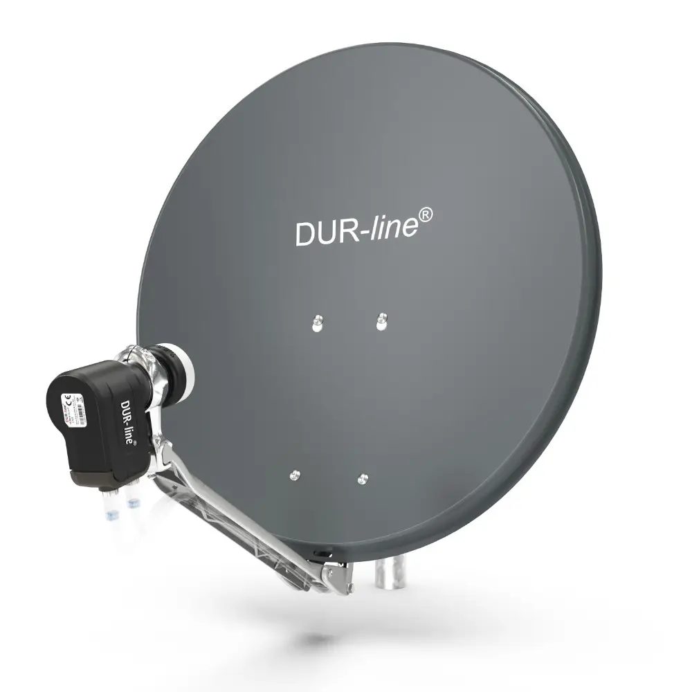 DUR-line Select 2 Teilnehmer Set - Qualitäts-Alu-Satelliten-Komplettanlage - Select 60cm/65cm Spiegel/Schüssel Anthrazit + Twin LNB - für 2 Receiver/TV DUR-line Select 2 Teilnehmer Set - Qualitäts-Alu-Satelliten-Komplettanlage - Select 60cm/65cm Spiegel/Schüssel Anthrazit + Twin LNB - für 2 Receiver/TV