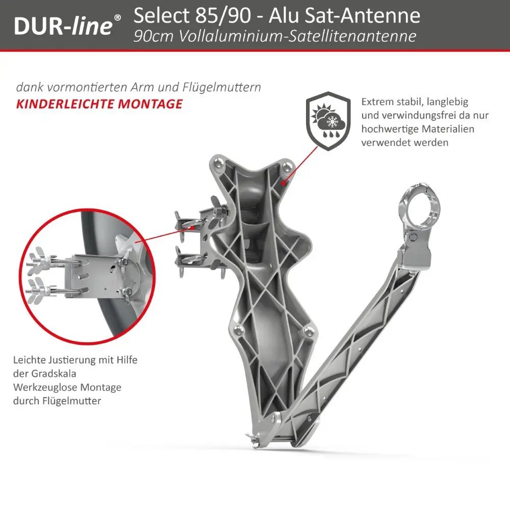 DUR-line Select 85/90 Anthrazit - Sat-Komplettanlage mit Single LNB