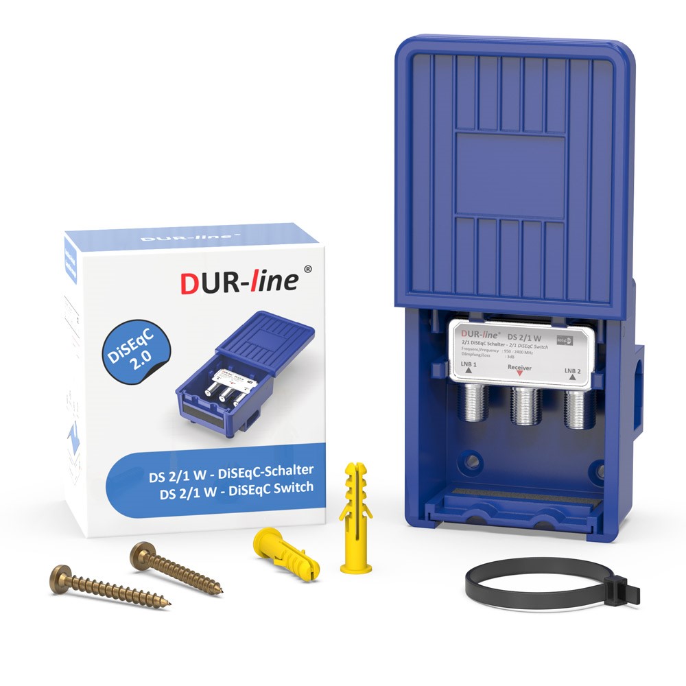 DUR-line DS 2/1 W DiSEqC-Schalter – mit Zubehör im Lieferumfang DUR-line DS 2/1 W - DiSEqC-Schalter