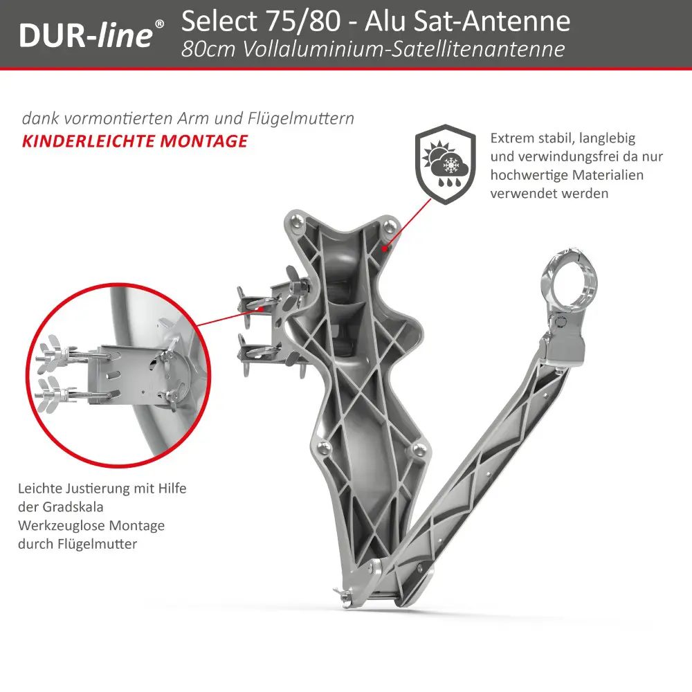DUR-line Select 75/80 Anthrazit - Sat-Komplettanlage mit Single LNB