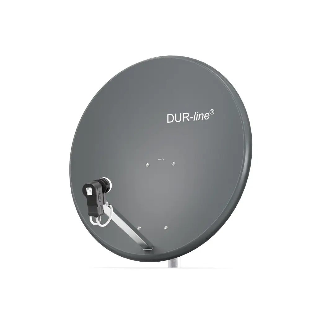 DUR-line MDA 80 Anthrazit- Digiatale 2 Teilnehmer Satellitenschüssel Komplett-Anlage mit +Ultra Twin - LNB