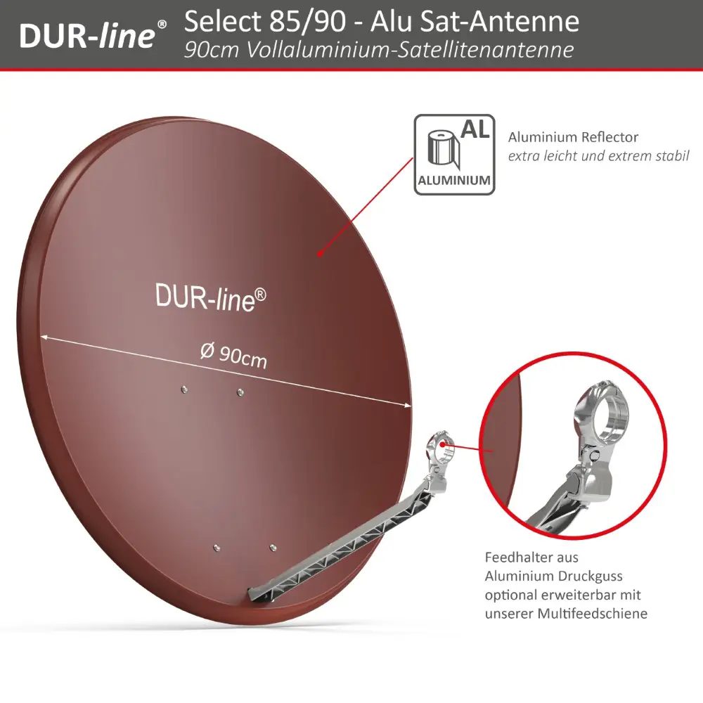 DUR-line Select 85/90 Rot - Sat-Komplettanlage mit Octo LNB