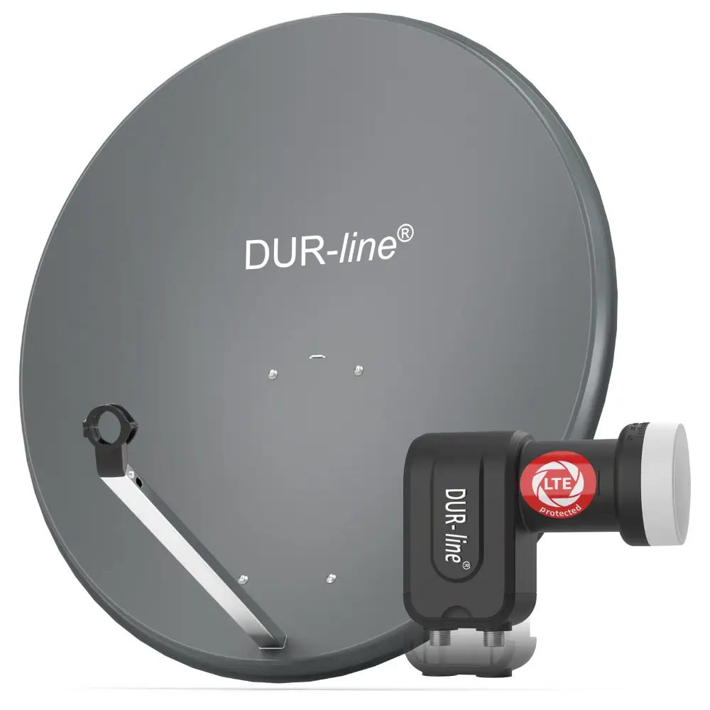 DUR-line MDA 90 Anthrazit - Digitale 2 Teilnehmer Satellitenschüssel Komplett-Anlage mit +Ultra Twin - LNB DUR-line MDA 90 Anthrazit - Digitale 2 Teilnehmer Satellitenschüssel Komplett-Anlage mit +Ultra Twin - LNB