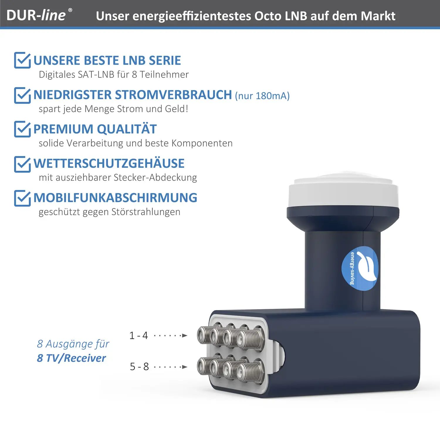 DUR-line Blue ECO Octo LNB – Highlights und Ausstattung im Überblick DUR-line Blue ECO Octo