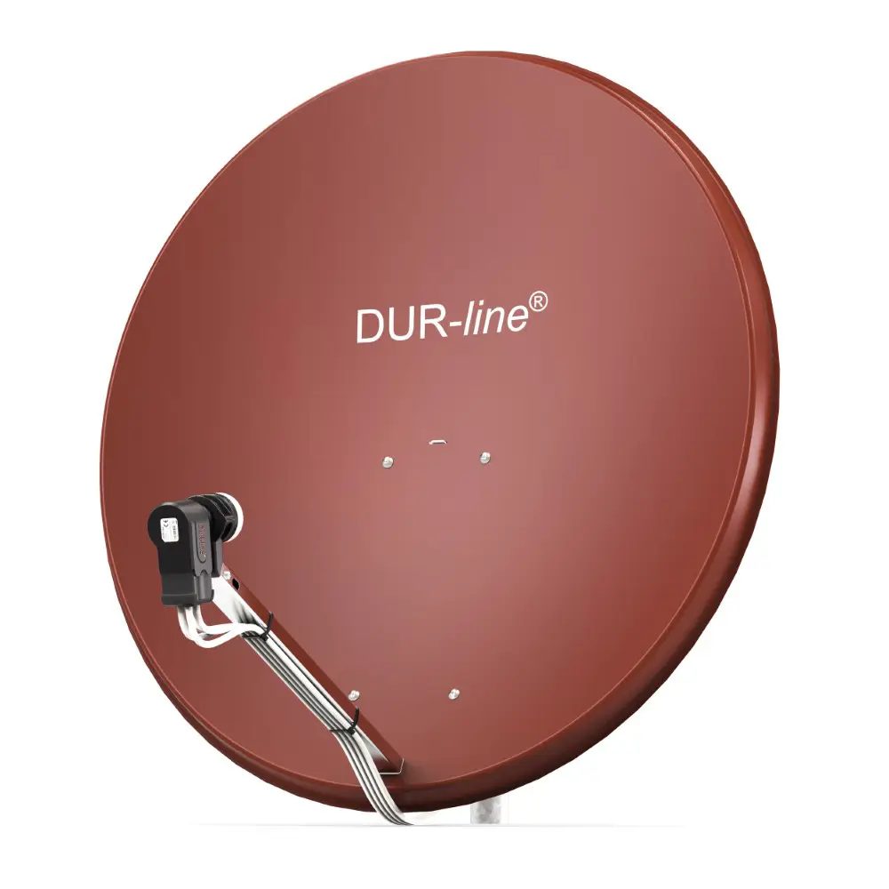 DUR-line MDA 90 Rot - Digiatale 4 Teilnehmer Satellitenschüssel Komplett-Anlage mit +Ultra Quad - LNB 