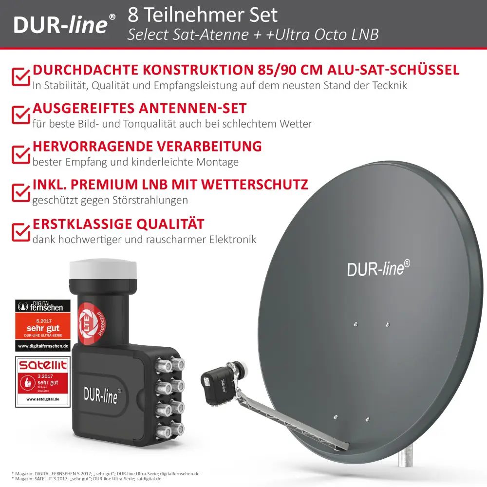DUR-line Select 85/90 Anthrazit - Sat-Komplettanlage mit Octo LNB DUR-line Select 85/90 Anthrazit - Sat-Komplettanlage mit Octo LNB