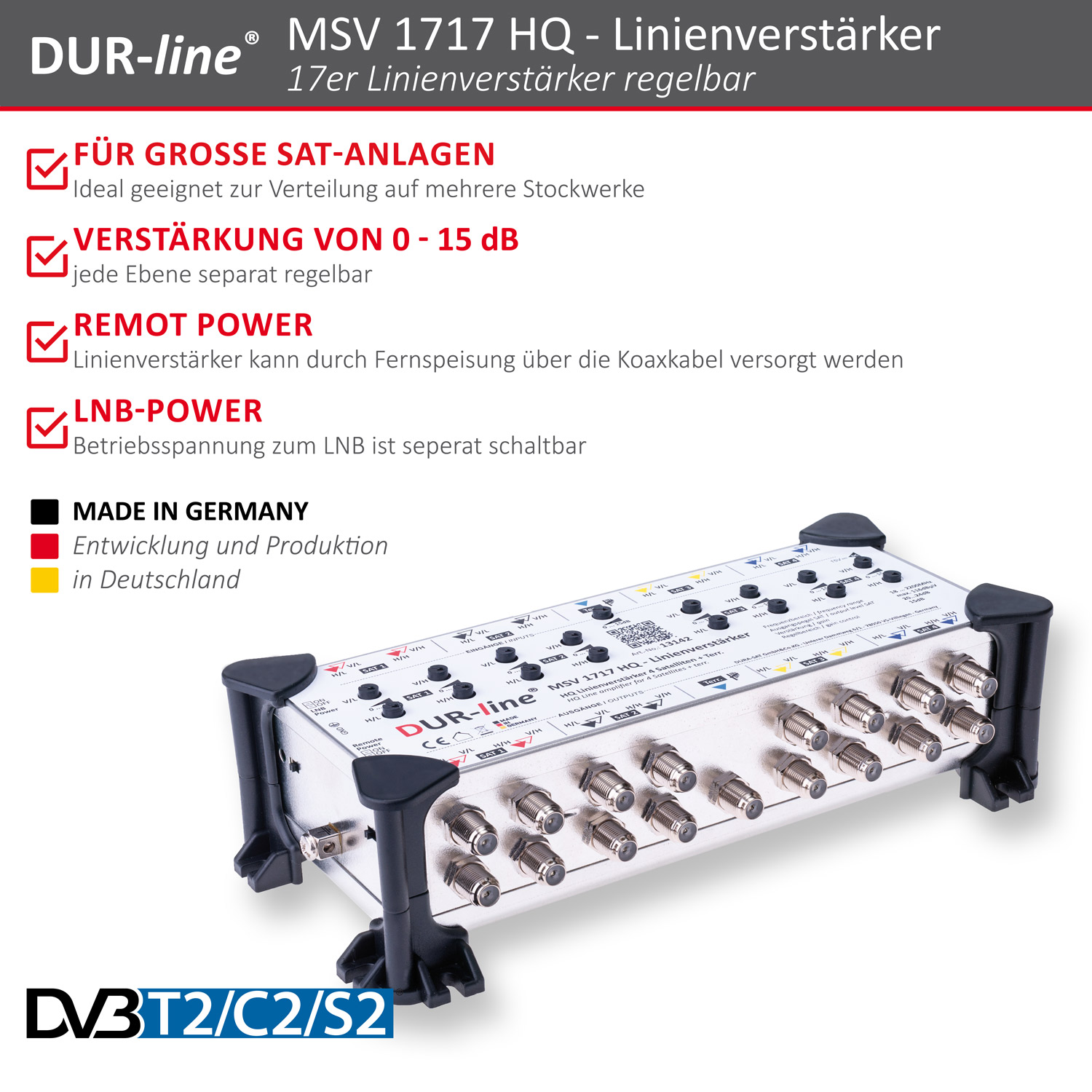 DUR-line MSV 1717 HQ - Linienverstärker – Produktmerkmale im Überblick DUR-line MSV 1717 HQ - Linienverstärker – Produktmerkmale im Überblick