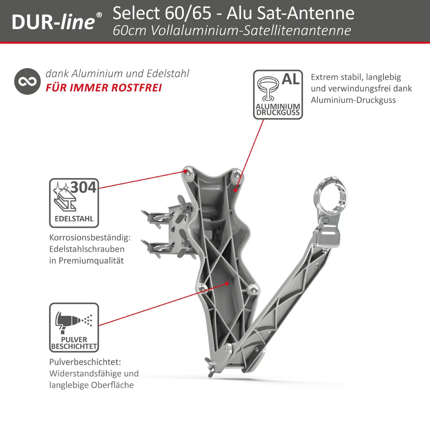 DUR-line Select 60/65 Hellgrau - Alu Sat-Reflektor DUR-line Select 60/65 Hellgrau - Alu Sat-Reflektor