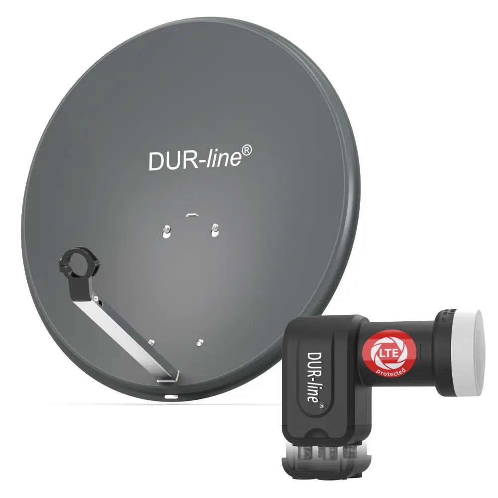 DUR-line MDA 60 Anthrazit - Digiatale 4 Teilnehmer Satellitenschüssel Komplett-Anlage mit +Ultra Quad - LNB DUR-line MDA 60 Anthrazit - Digiatale 4 Teilnehmer Satellitenschüssel Komplett-Anlage mit +Ultra Quad - LNB