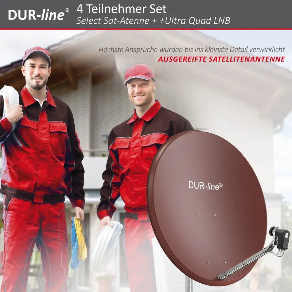 DUR-line Select 85/90 Rot - Sat-Komplettanlage mit Quad LNB